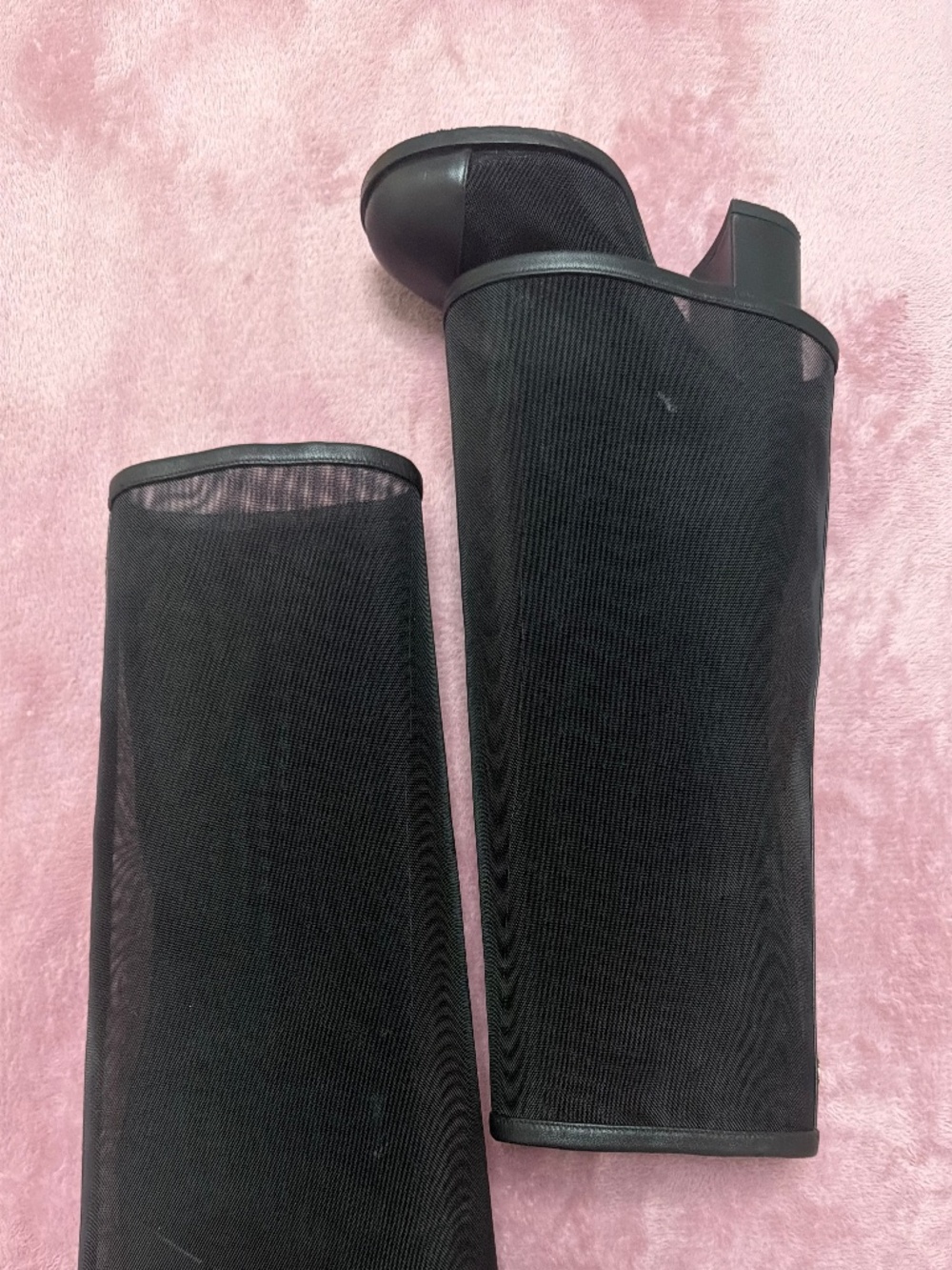 Black mesh Chanel boots